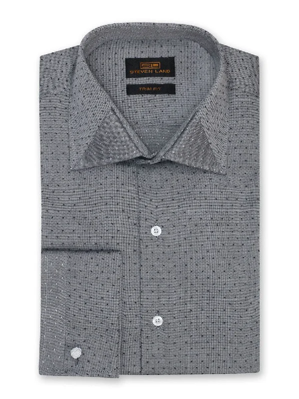 Men's Semi - Fitted Dress Shirts in Emerald Green with Mitered Cuffs for a Polished AppearanceSteven Land | Dress Shirt | TA820 | Trim Fit | 100% Cotton | Spread Collar | Plain Front | Silver Men's Semi - Fitted Dress Shirts in Emerald Green with Mitered Cuffs for a Polished AppearanceSteven Land | Dress Shirt | TA820 | Trim Fit | 100% Cotton | Spread Collar | Plain Front | Silver