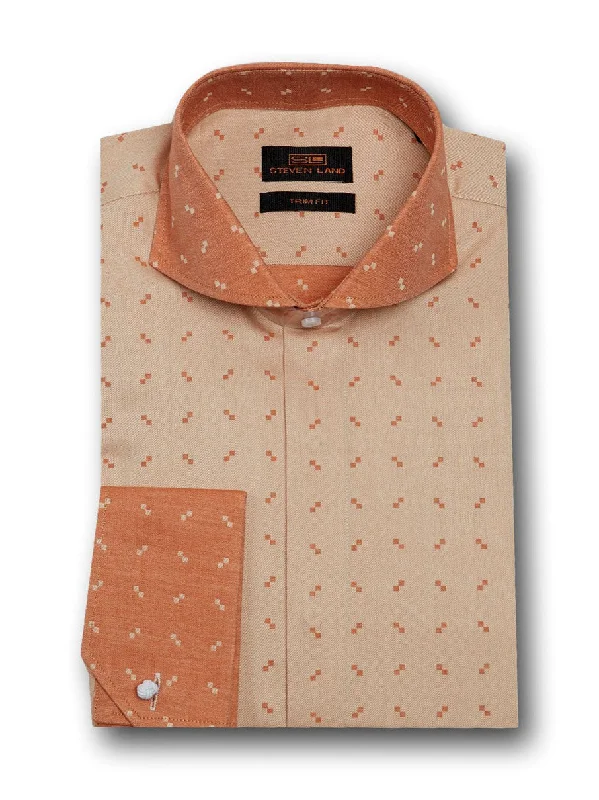 Plus Size Men's Patterned Dress Shirts in Subtle Checks for a Smart - Casual Office EnsembleClassic Fit French Cuff Wide Spread Collar Shirt for Men | Brown Plus Size Men's Patterned Dress Shirts in Subtle Checks for a Smart - Casual Office EnsembleClassic Fit French Cuff Wide Spread Collar Shirt for Men | Brown