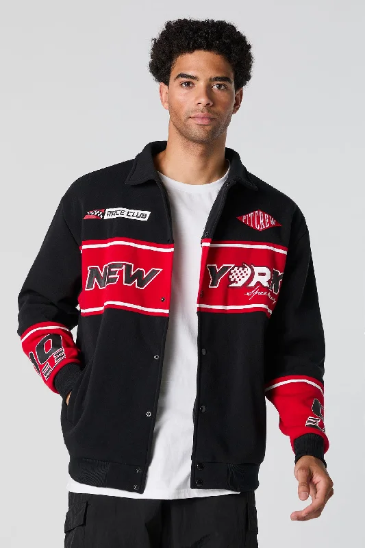 Stretch - fabric men jackets for unrestricted movement during workoutsNew York Racing Fleece Jacket Stretch - fabric men jackets for unrestricted movement during workoutsNew York Racing Fleece Jacket