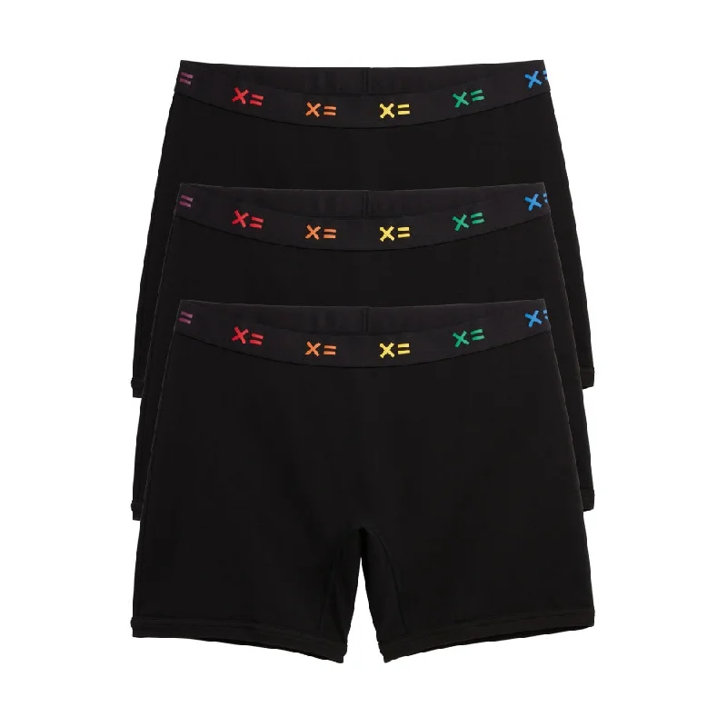 Men's boxer briefs with a breathable cotton gusset6" No Fly Boxer Briefs 3-Pack - Cotton Black X= Rainbow Men's boxer briefs with a breathable cotton gusset6" No Fly Boxer Briefs 3-Pack - Cotton Black X= Rainbow