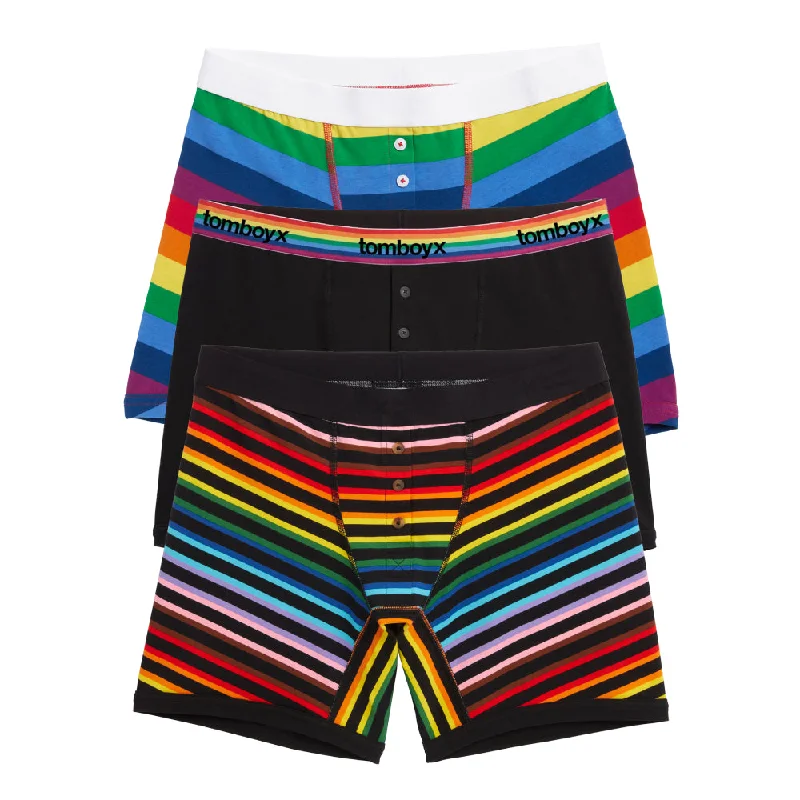 Men's boxer briefs with a high - quality elastic6" Fly Boxer Briefs 3-Pack - Rainbow Stripes Men's boxer briefs with a high - quality elastic6" Fly Boxer Briefs 3-Pack - Rainbow Stripes