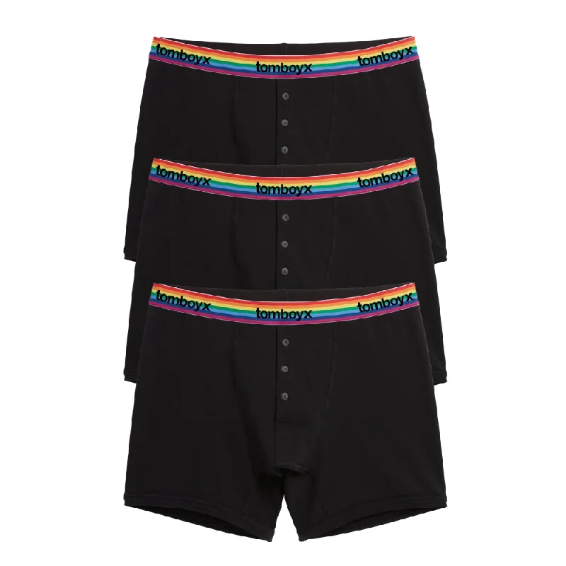 Men's boxer briefs with a quick - drying lining6" Fly Boxer Briefs 3-Pack - Cotton Black Rainbow Logo Men's boxer briefs with a quick - drying lining6" Fly Boxer Briefs 3-Pack - Cotton Black Rainbow Logo