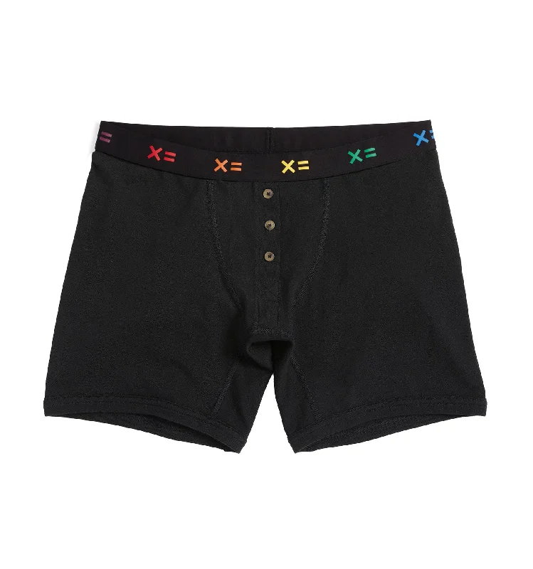Men's boxer briefs with a color - fast dye​6" Fly Boxer Briefs - Black X= Rainbow
