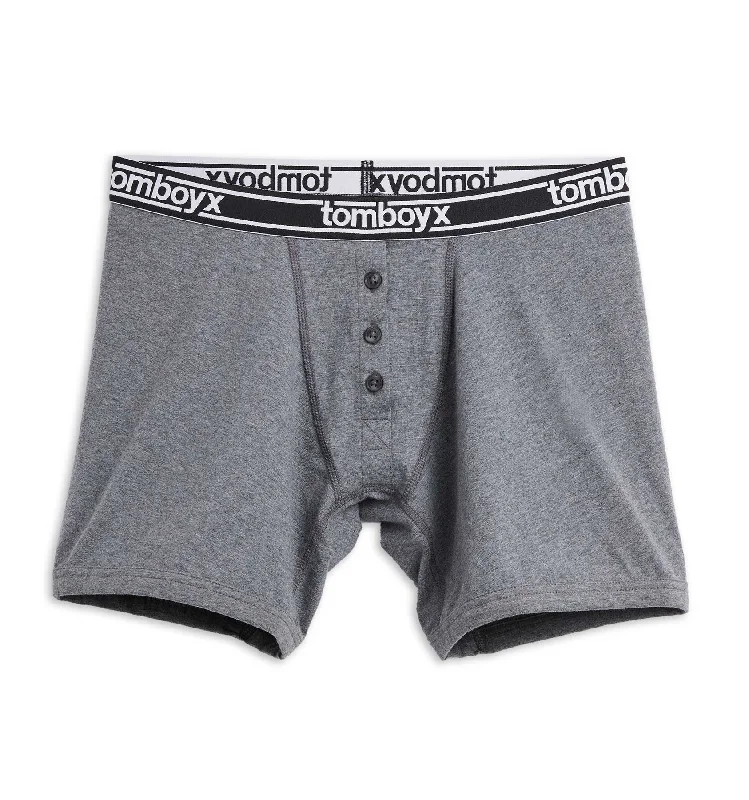 Men's boxer briefs with a non - slip waistband​6" Fly Boxer Briefs - Charcoal Logo
