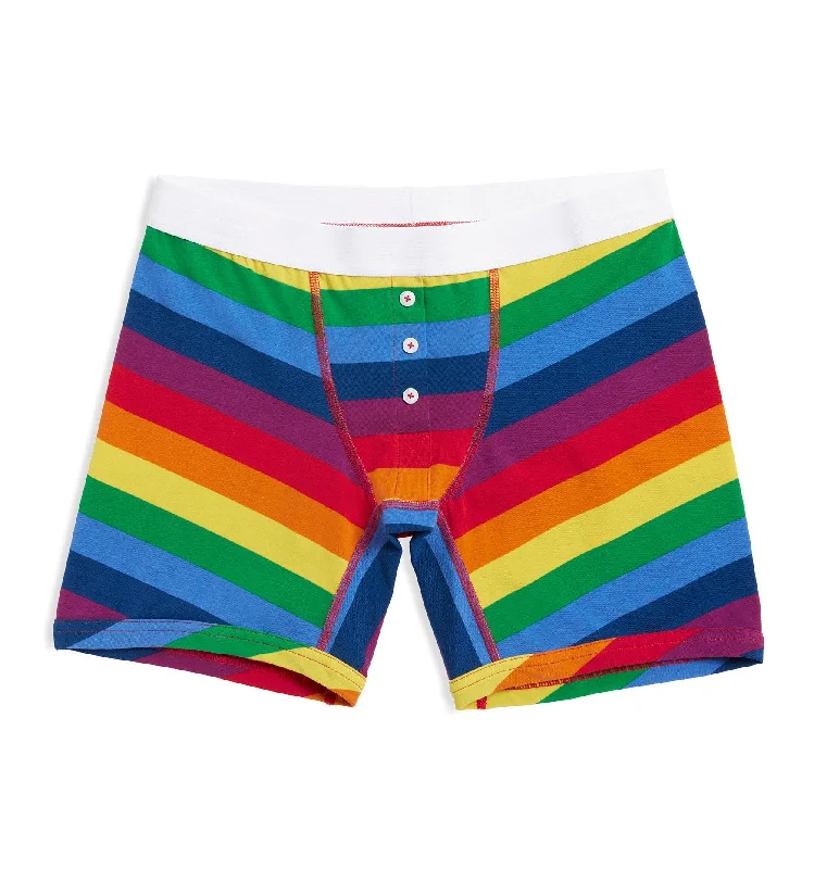 Men's boxer briefs with a moisture - management system6" Fly Boxer Briefs - Rainbow Pride Stripes Men's boxer briefs with a moisture - management system6" Fly Boxer Briefs - Rainbow Pride Stripes