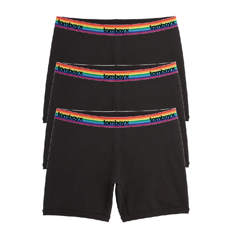 Men's seamless boxer briefs for a smooth fit6" No Fly Boxer Briefs 3-Pack - Cotton Black Rainbow Logo Men's seamless boxer briefs for a smooth fit6" No Fly Boxer Briefs 3-Pack - Cotton Black Rainbow Logo