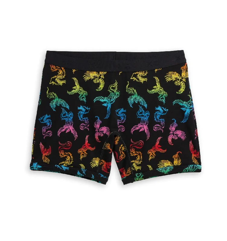 Men's boxer briefs with a seamless waistband​6" No Fly Boxer Briefs - Rainbow Phoenix