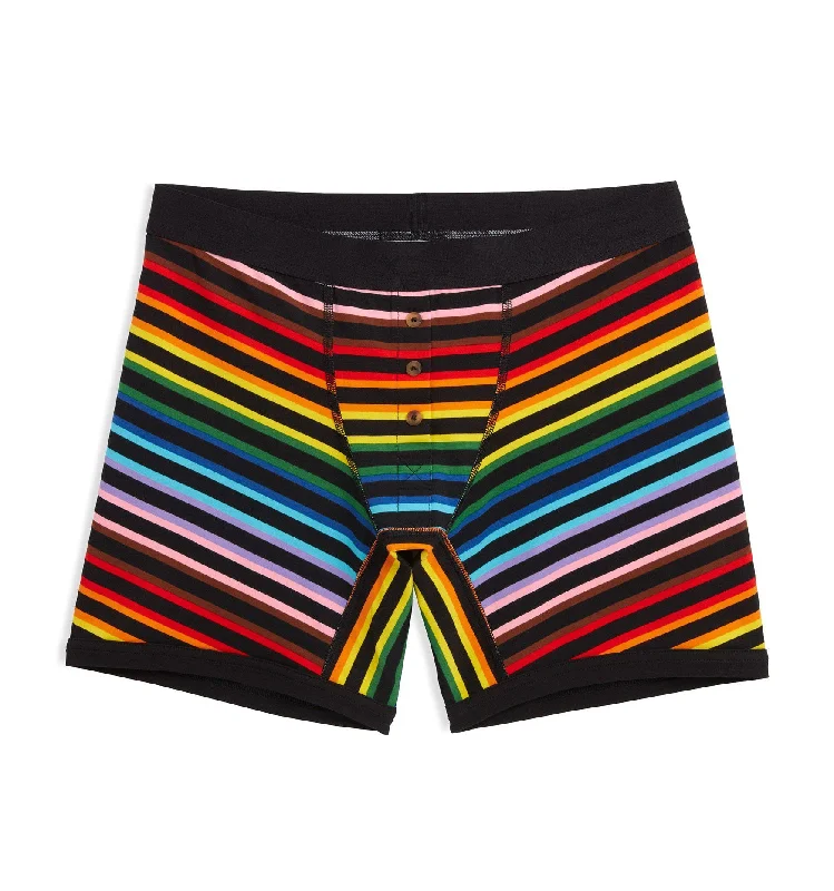 Men's boxer briefs with a mesh panel for breathability6" Fly Boxer Briefs - Progress Pride Stripes Men's boxer briefs with a mesh panel for breathability6" Fly Boxer Briefs - Progress Pride Stripes