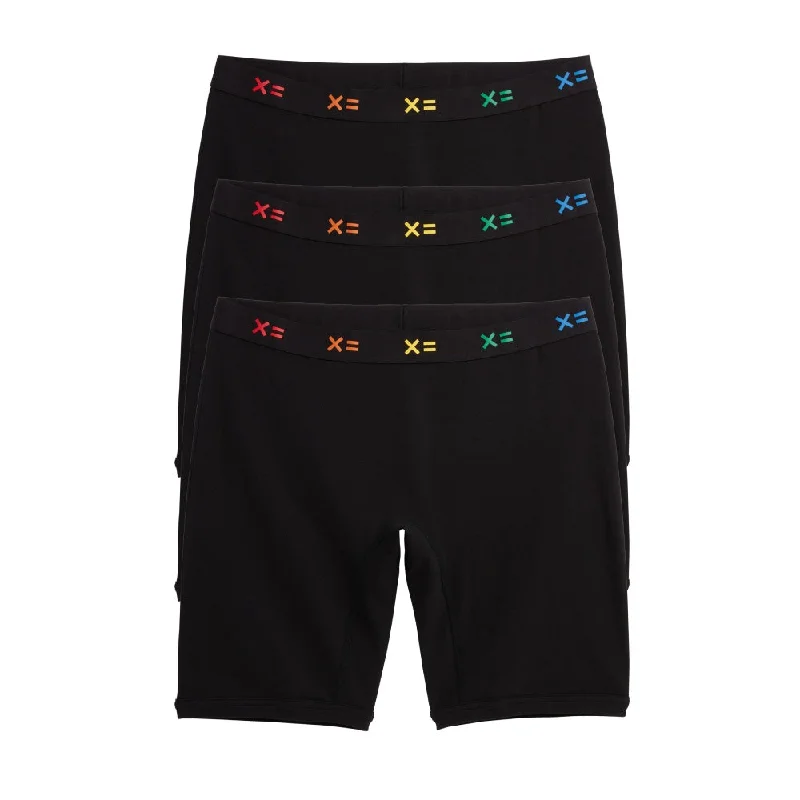 Men's boxer briefs with a stretch - knit fabric​9" Boxer Briefs 3-Pack - Cotton Black X= Rainbow