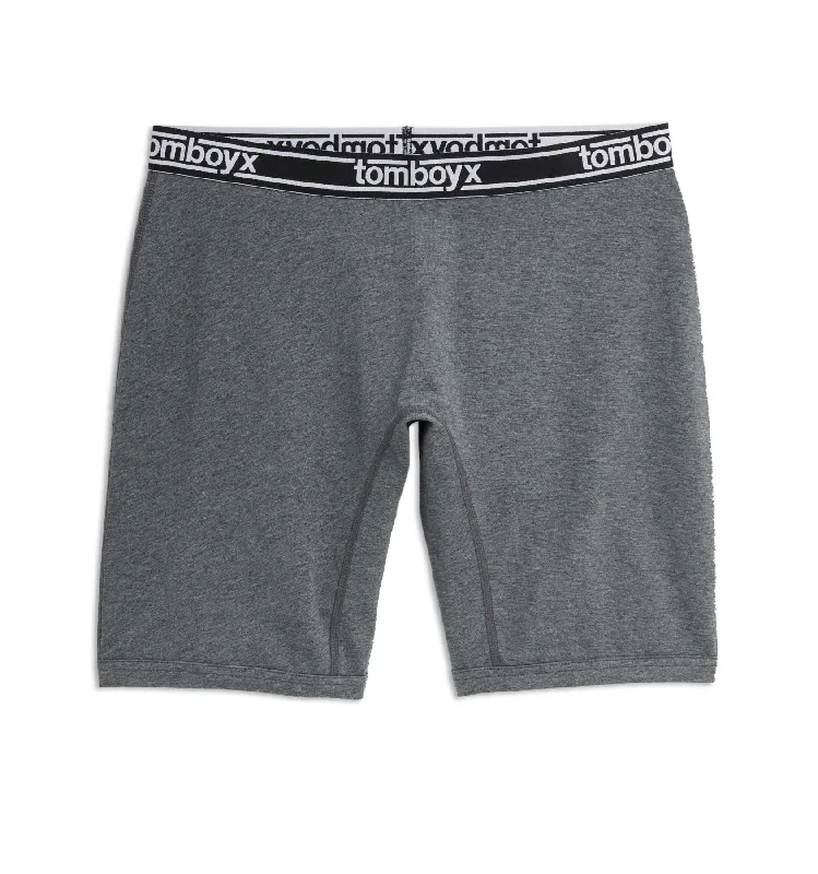 Men's boxer briefs with a ribbed waistband​9" Boxer Briefs - Charcoal Logo