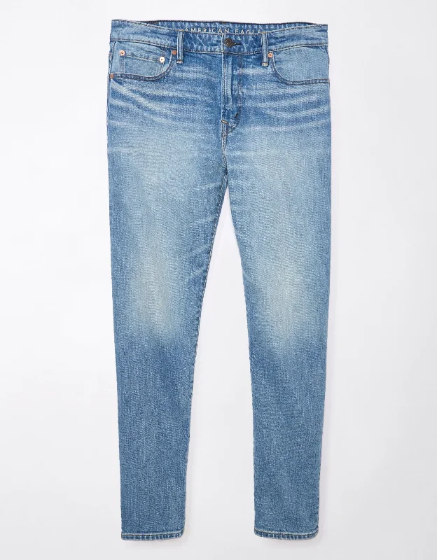 Men's Distressed Jeans with Patches for a Retro and DIY - Inspired AppearanceAE EasyFlex Relaxed Slim Jean Men's Distressed Jeans with Patches for a Retro and DIY - Inspired AppearanceAE EasyFlex Relaxed Slim Jean