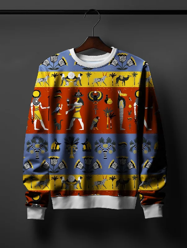 Men's Patterned Checkered Cotton Blazer in Multicolor for a Stylish and Trendy AppearanceAncient Egyption Print Sweatshirt