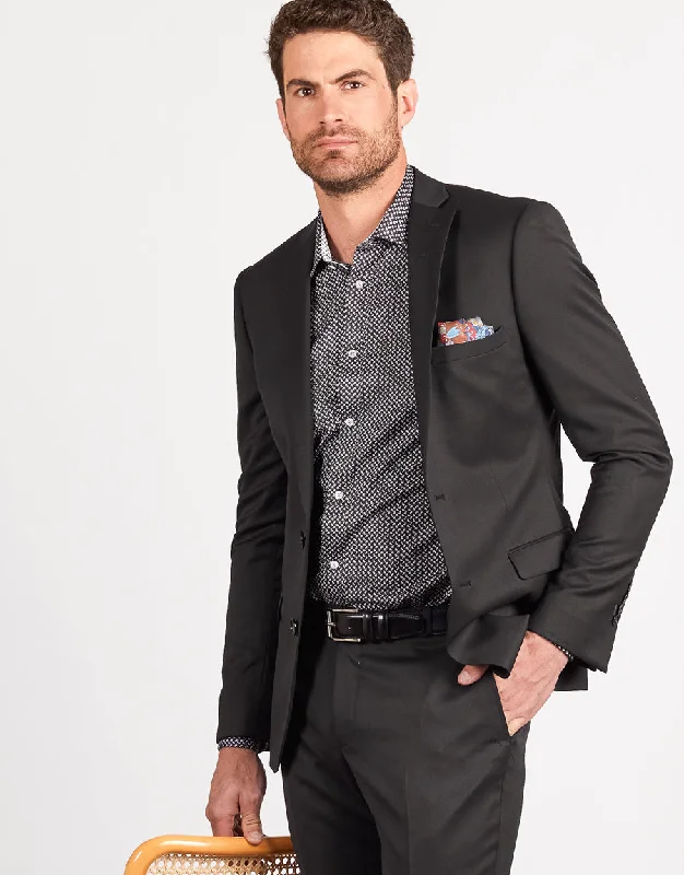 Plus Size Men's Paisley Print Silk Blazer in Royal Blue for a Statement - Making Party OutfitBanks Black Printed Shirt Plus Size Men's Paisley Print Silk Blazer in Royal Blue for a Statement - Making Party OutfitBanks Black Printed Shirt