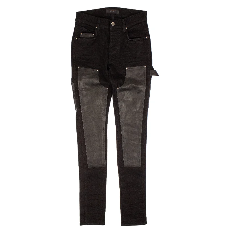 Plus Size Men's Relaxed Fit Jeans with a Tapered Leg for a Laid - Back VibeAMR-XJNS-0062/29 MDS121_001 Black Amiri DENIM LEATHER WORKMAN PANT Plus Size Men's Relaxed Fit Jeans with a Tapered Leg for a Laid - Back VibeAMR-XJNS-0062/29 MDS121_001 Black Amiri DENIM LEATHER WORKMAN PANT