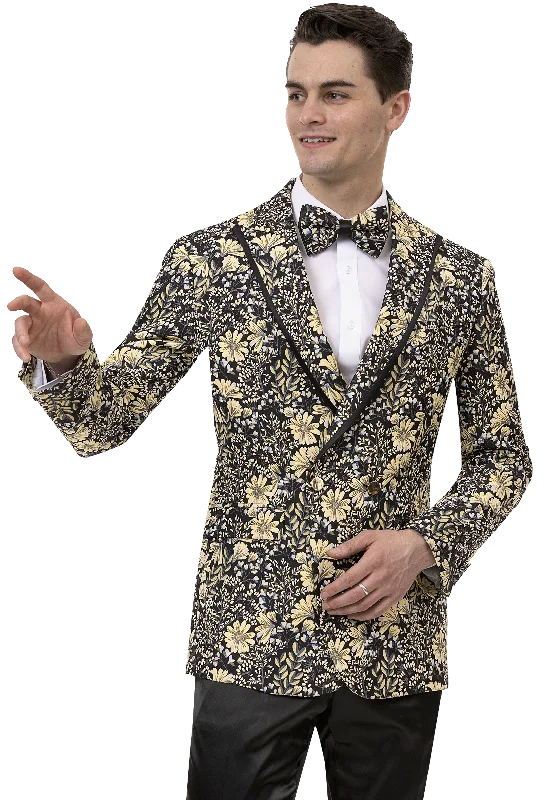 Plus Size Men's Floral Print Blazer in Pink and Purple for a Bold and Fashion - Forward StatementBlack & Gold Floral Print Fashion Blazer J160 Plus Size Men's Floral Print Blazer in Pink and Purple for a Bold and Fashion - Forward StatementBlack & Gold Floral Print Fashion Blazer J160