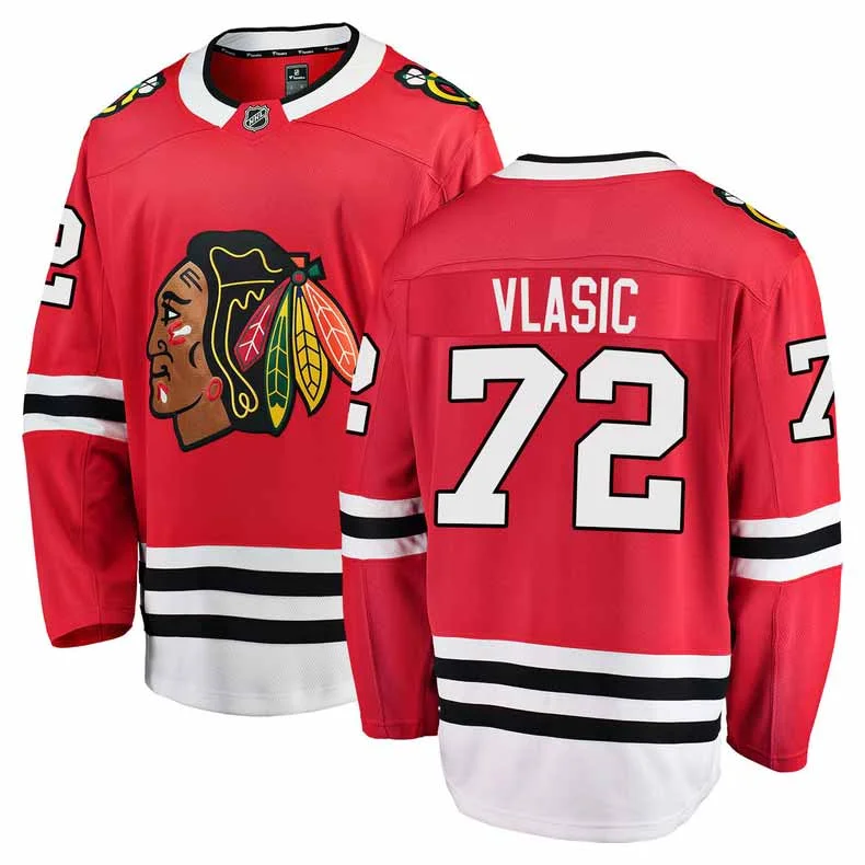 Men's Breathable Polyester Running Jerseys in Bright Neon Colors for High - Visibility WorkoutsChicago Blackhawks Alex Vlasic Home Breakaway Jersey w/ Authentic Lettering Men's Breathable Polyester Running Jerseys in Bright Neon Colors for High - Visibility WorkoutsChicago Blackhawks Alex Vlasic Home Breakaway Jersey w/ Authentic Lettering