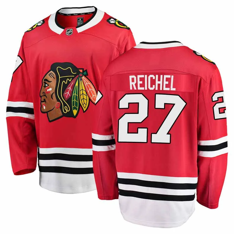 Men's Custom - Printed Baseball Jerseys with Player Names and Numbers for Personalized StyleChicago Blackhawks Lukas Reichel Home Breakaway Jersey w/ Authentic Lettering Men's Custom - Printed Baseball Jerseys with Player Names and Numbers for Personalized StyleChicago Blackhawks Lukas Reichel Home Breakaway Jersey w/ Authentic Lettering