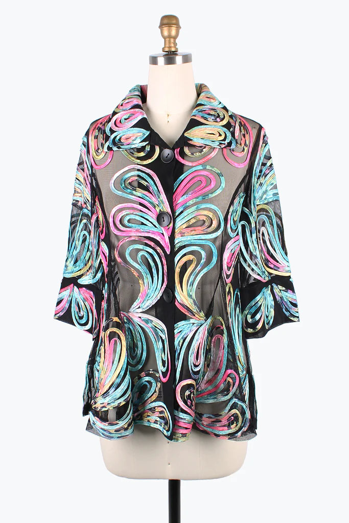 Stretch - fabric men jackets for unrestricted movement during workoutsDamee Pastel Swirl Soutache Jacket 2389-MNT Stretch - fabric men jackets for unrestricted movement during workoutsDamee Pastel Swirl Soutache Jacket 2389-MNT