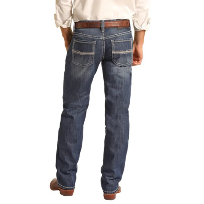Men's Jeans with a Frayed Hem for a Casual and Effortless StyleRock & Roll Cowboy Dark Vintage Straight Jeans Men's Jeans with a Frayed Hem for a Casual and Effortless StyleRock & Roll Cowboy Dark Vintage Straight Jeans