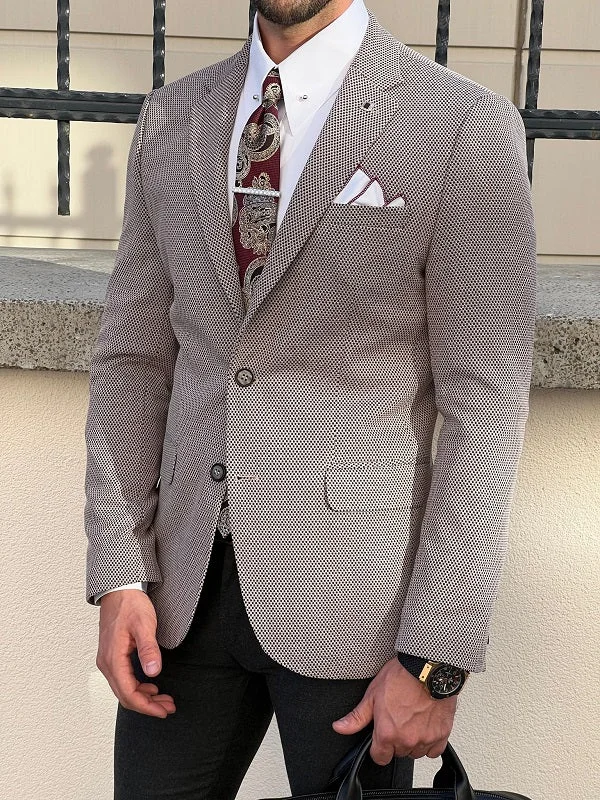 Men's Military - Inspired Khaki Blazer with Epaulettes for a Dapper and Stylish OutfitEdmond Beige Slim Fit Notch Lapel Blazer Men's Military - Inspired Khaki Blazer with Epaulettes for a Dapper and Stylish OutfitEdmond Beige Slim Fit Notch Lapel Blazer