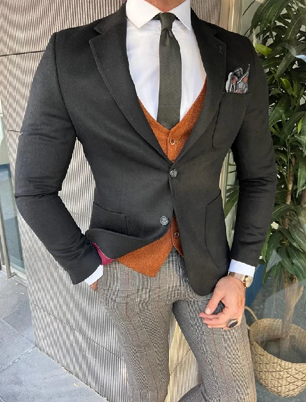 Plus Size Men's Herringbone Patterned Blazer in Grey for a Timeless and Sophisticated AppearanceEnzo Black Slim Fit Notch Lapel Wool Blazer Plus Size Men's Herringbone Patterned Blazer in Grey for a Timeless and Sophisticated AppearanceEnzo Black Slim Fit Notch Lapel Wool Blazer