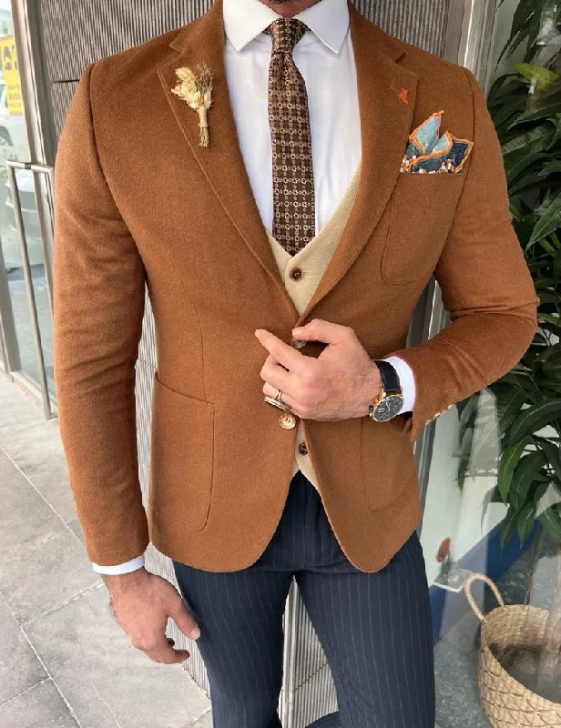 Men's Slim Fit Denim Blazer in Blue for a Casual and Trendy Streetwear LookEnzo Brown Slim Fit Notch Lapel Wool Blazer Men's Slim Fit Denim Blazer in Blue for a Casual and Trendy Streetwear LookEnzo Brown Slim Fit Notch Lapel Wool Blazer