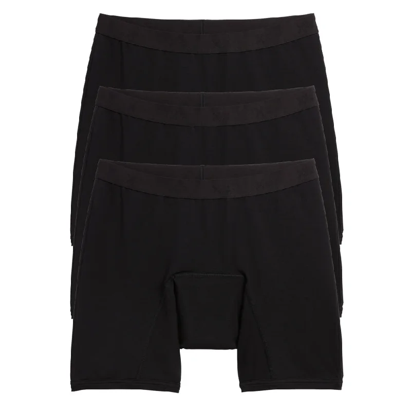 Men's moisture - wicking boxer briefs for active workoutsFirst Line Period 9" Boxer Briefs 3-Pack - X= Black Men's moisture - wicking boxer briefs for active workoutsFirst Line Period 9" Boxer Briefs 3-Pack - X= Black