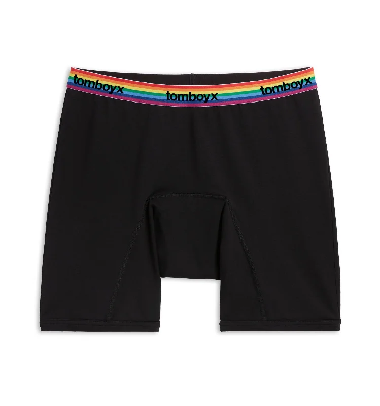 Men's boxer briefs with a contoured fitFirst Line Period 9" Boxer Briefs - Black Rainbow Logo Men's boxer briefs with a contoured fitFirst Line Period 9" Boxer Briefs - Black Rainbow Logo