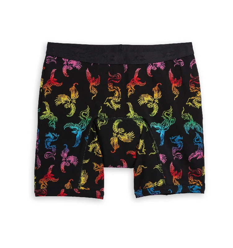 Men's boxer briefs with a moisture - regulating fabricFirst Line Period 9" Boxer Briefs - Rainbow Phoenix Men's boxer briefs with a moisture - regulating fabricFirst Line Period 9" Boxer Briefs - Rainbow Phoenix