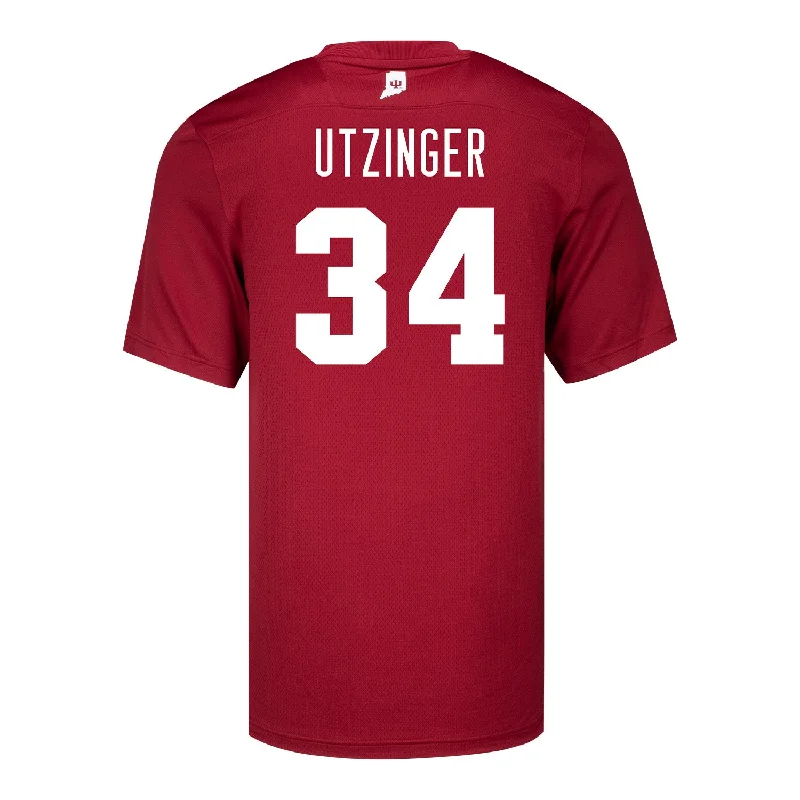 Men's Retro Soccer Jerseys of Famous Clubs from the 90s for Nostalgic Football EnthusiastsIndiana Hoosiers Adidas #34 Jeff Utzinger Crimson Student Athlete Football Jersey