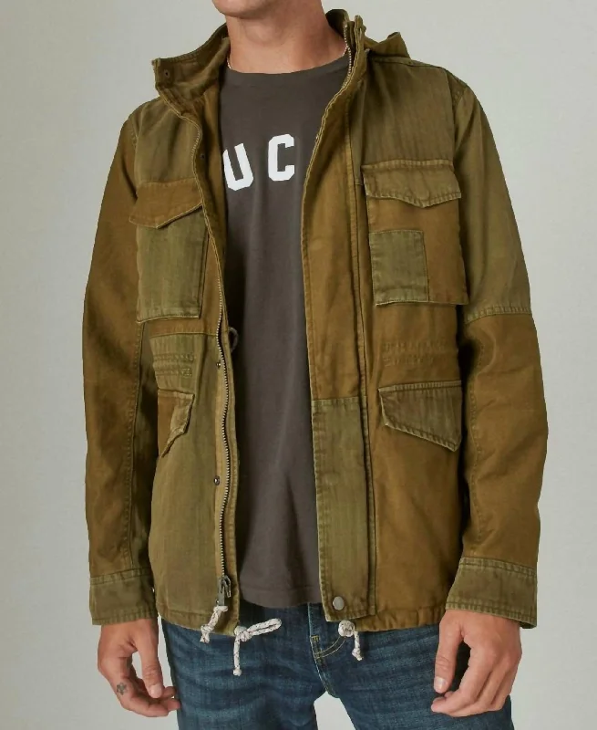 Lightweight men jackets made from recycled nylon for eco - friendly travelM-65 Patchwork Jacket In Olive Lightweight men jackets made from recycled nylon for eco - friendly travelM-65 Patchwork Jacket In Olive