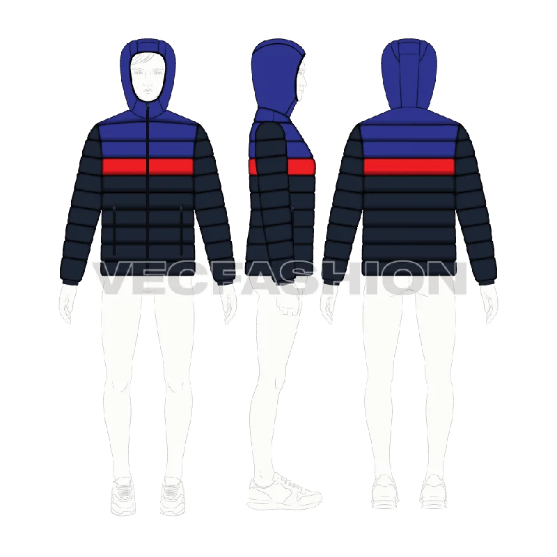 Men jackets with a hidden interior pocket for secure storageMens Contrast Panels Down Jacket