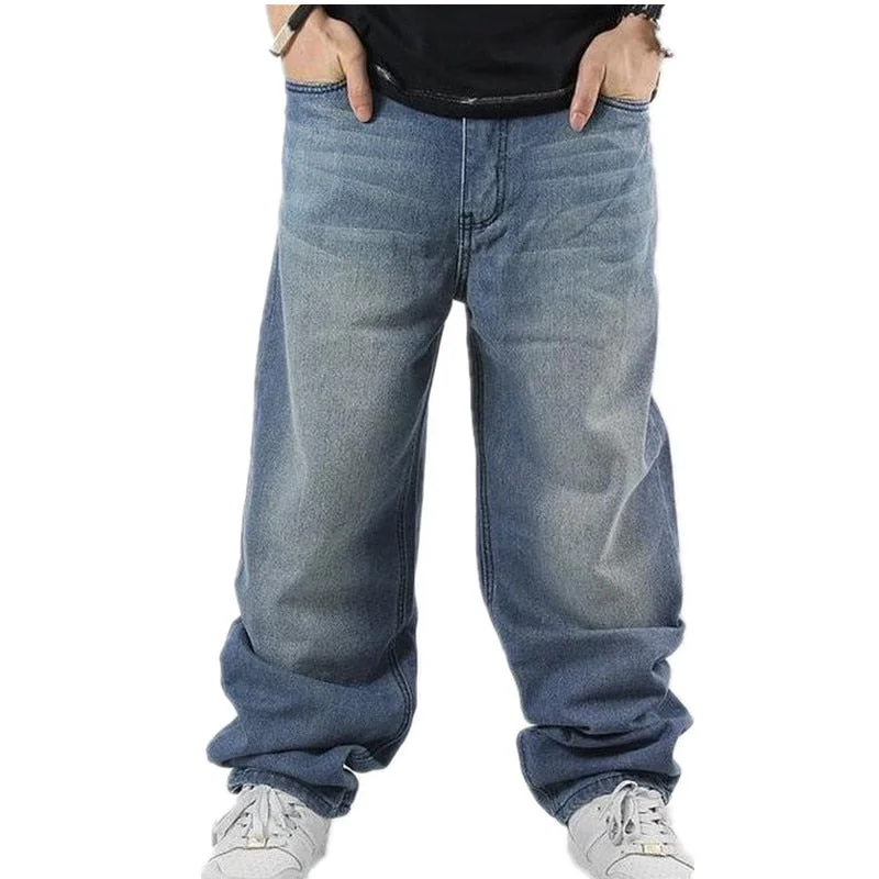 Men's Stretch Jeans with a Moisture - Wicking Lining for Active LifestylesMen's Denim Hip-Hop Mid Waist Streetwear Skateboarders Baggy Pants Men's Stretch Jeans with a Moisture - Wicking Lining for Active LifestylesMen's Denim Hip-Hop Mid Waist Streetwear Skateboarders Baggy Pants