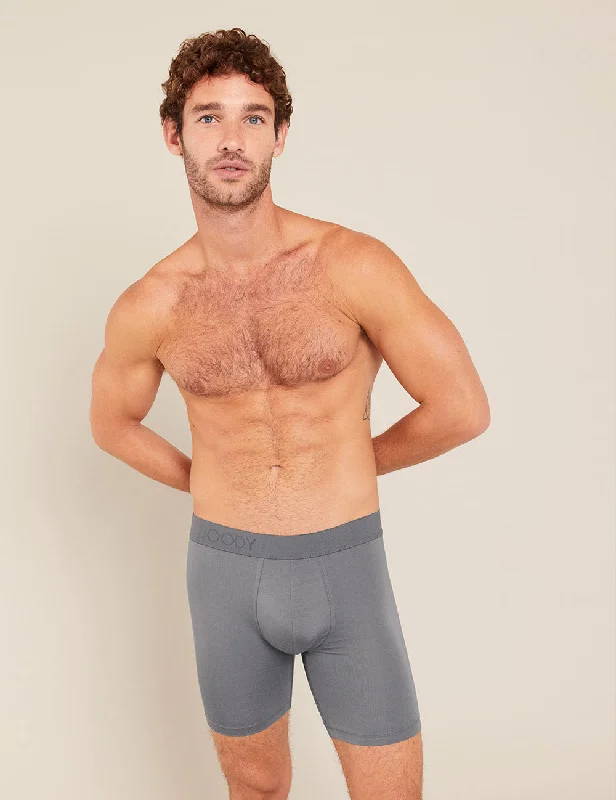 Men's boxer briefs with a smooth - finish fabric​Men's Everyday Long Boxers - Ash