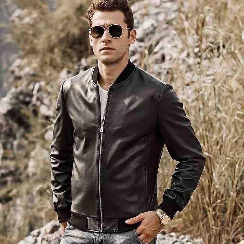 Hooded men jackets with a detachable faux - fur trim for added warmthMen's Real Leather Baseball Lambskin Genuine Leather Slim Fit Jacket Hooded men jackets with a detachable faux - fur trim for added warmthMen's Real Leather Baseball Lambskin Genuine Leather Slim Fit Jacket