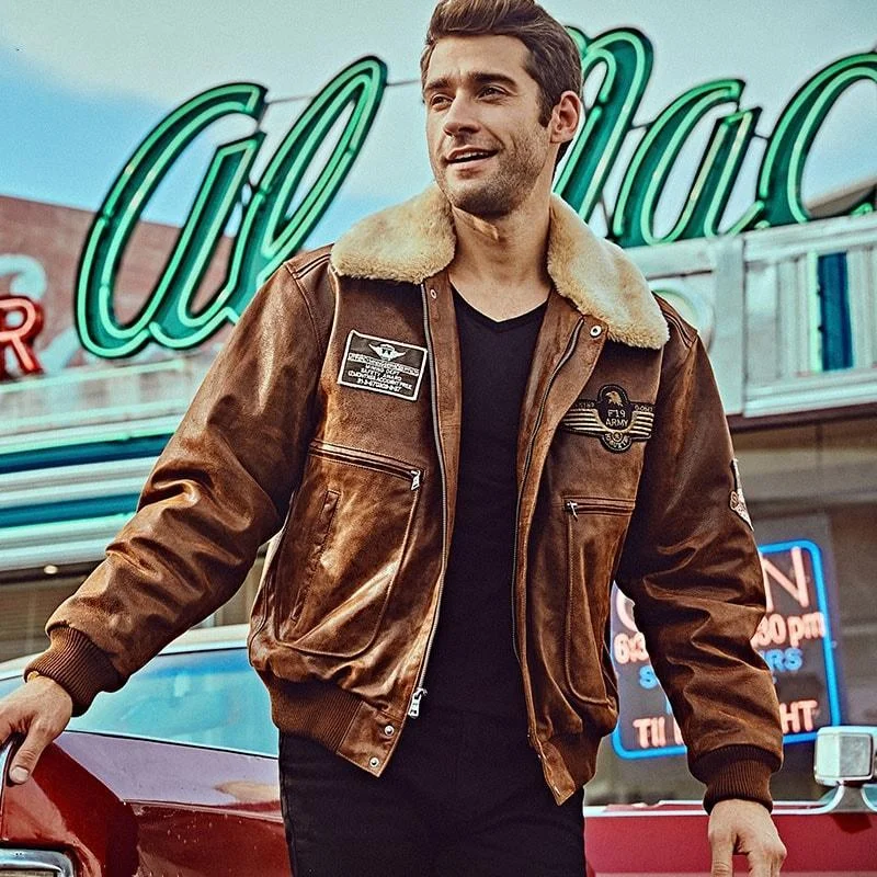 Corduroy men jackets in earthy tones for a rustic charmMen's Real Pigskin Leather Bomber Winter Jacket with Removable Fur Collar Corduroy men jackets in earthy tones for a rustic charmMen's Real Pigskin Leather Bomber Winter Jacket with Removable Fur Collar