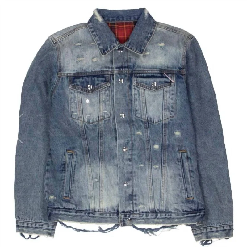 Men jackets with a built - in hood that can be stowed away when not in useMen's Type Ii Reversible Denim Jacket In Tiger Men jackets with a built - in hood that can be stowed away when not in useMen's Type Ii Reversible Denim Jacket In Tiger