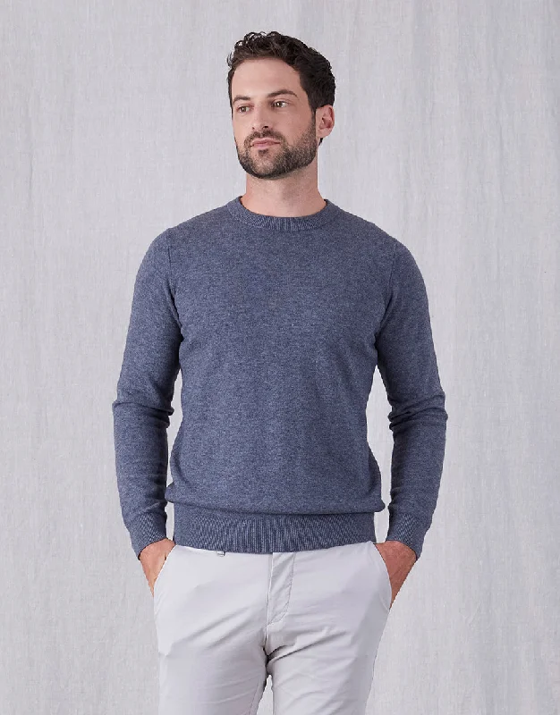 Men's Pin - Striped Wool - Blend Blazer in Navy and White for a Traditional Business AttireNaseby Grey Crew Neck Jersey Men's Pin - Striped Wool - Blend Blazer in Navy and White for a Traditional Business AttireNaseby Grey Crew Neck Jersey