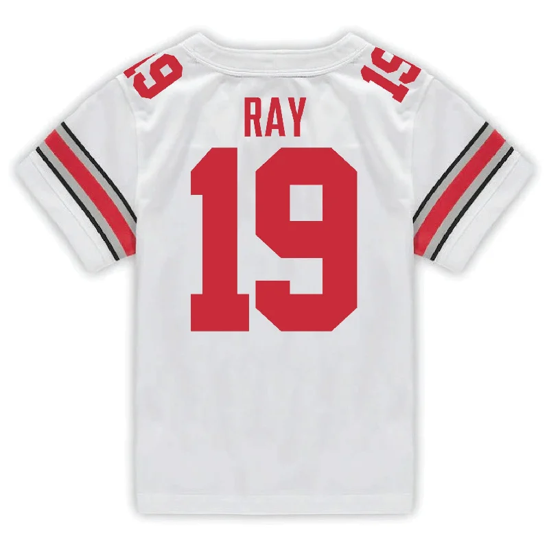 Men's Sustainable Organic Cotton Rugby Jerseys for Eco - Conscious Sports EnthusiastsOhio State Buckeyes Nike #19 Chad Ray Student Athlete White Football Jersey