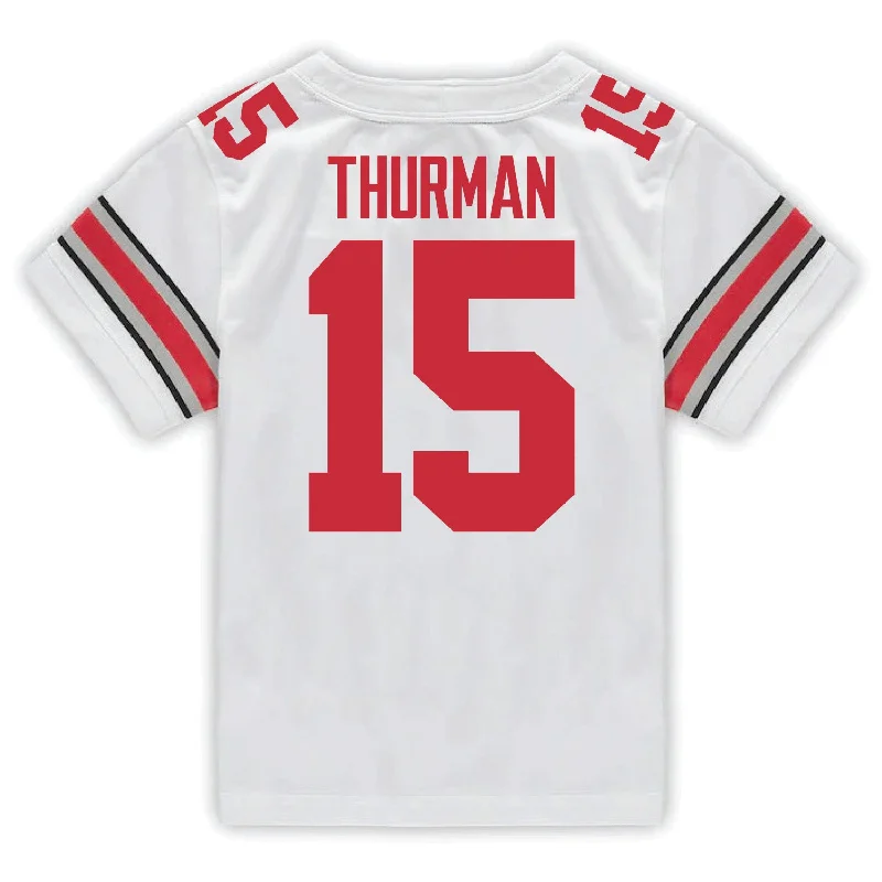 Men's Throwback Rugby Jerseys of Historic Matches and Teams for Rugby History BuffsOhio State Buckeyes Nike #15 Jelani Thurman Student Athlete White Football Jersey