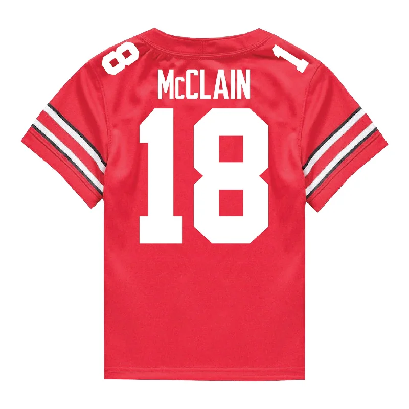 Men's Limited - Edition Cricket Jerseys Commemorating Historic Matches for Die - Hard Cricket LoversOhio State Buckeyes Nike #18 Jaylen McClain Student Athlete Scarlet Football Jersey