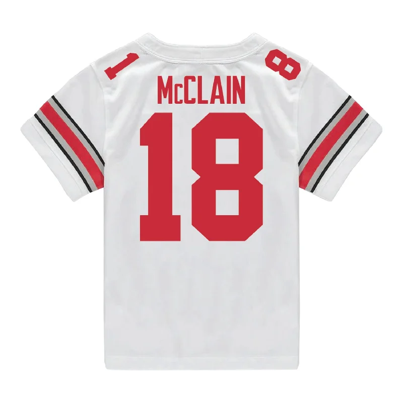 Men's Custom - Embroidered Volleyball Jerseys for Team Uniforms or Personalized GearOhio State Buckeyes Nike #18 Jaylen McClain Student Athlete White Football Jersey