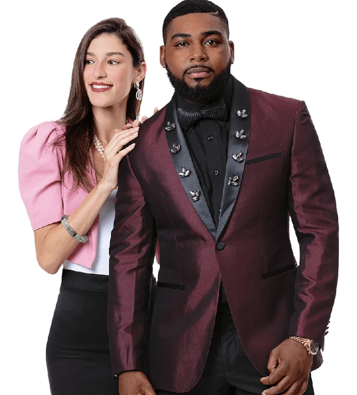Plus Size Men's Paisley Print Silk Blazer in Royal Blue for a Statement - Making Party OutfitSolid Wine Fashion Blazer J77 Plus Size Men's Paisley Print Silk Blazer in Royal Blue for a Statement - Making Party OutfitSolid Wine Fashion Blazer J77