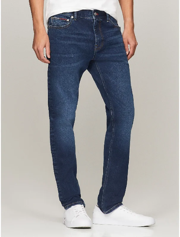 Men's Distressed Jeans with Patches for a Retro and DIY - Inspired AppearanceTommy Hilfiger Men's Slim Fit Dark Wash Jean Men's Distressed Jeans with Patches for a Retro and DIY - Inspired AppearanceTommy Hilfiger Men's Slim Fit Dark Wash Jean