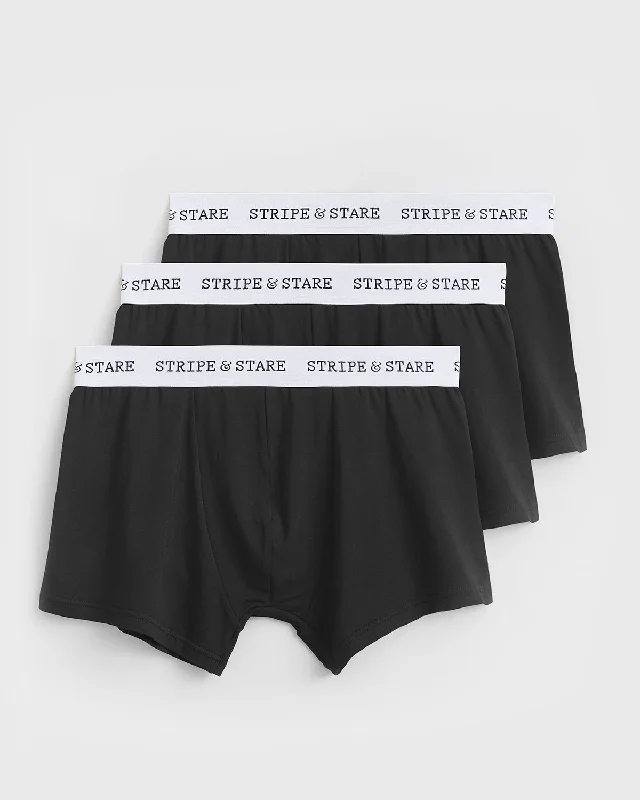 Men's boxer briefs with a snug - fit waistband​Unisex Boxer Three Pack - Black