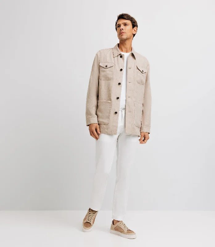 Men's Slim Fit Denim Blazer in Blue for a Casual and Trendy Streetwear LookVeste casual 100% lin beige