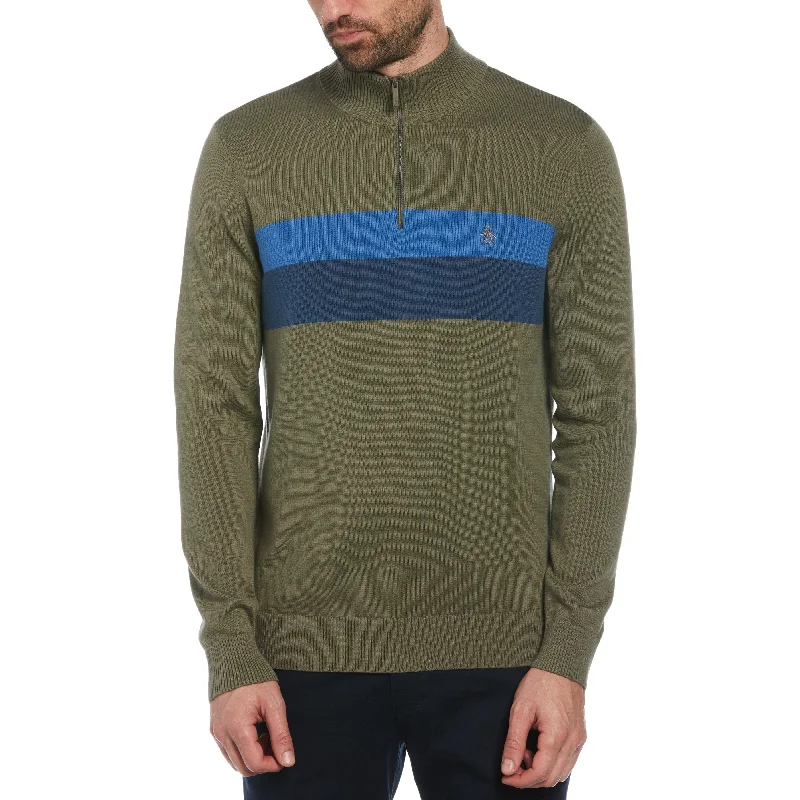 Men's Chunky Knit Fair Isle Patterned Wool Sweater in Multicolor for a Festive Holiday OutfitColor Block 1/4 Zip Sweater Men's Chunky Knit Fair Isle Patterned Wool Sweater in Multicolor for a Festive Holiday OutfitColor Block 1/4 Zip Sweater