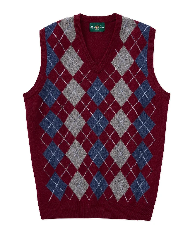 Plus Size Men's Striped Cotton - Blend Sweater in Navy and White for a Nautical - Themed VacationLambswool V-Neck Argyle Vest