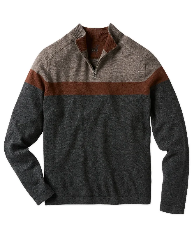 Regular Fit Men's Mock - Neck Sweater in Teal with a Side Slit for a Modern Office AttireColor Block Half-Zip Sweater Regular Fit Men's Mock - Neck Sweater in Teal with a Side Slit for a Modern Office AttireColor Block Half-Zip Sweater