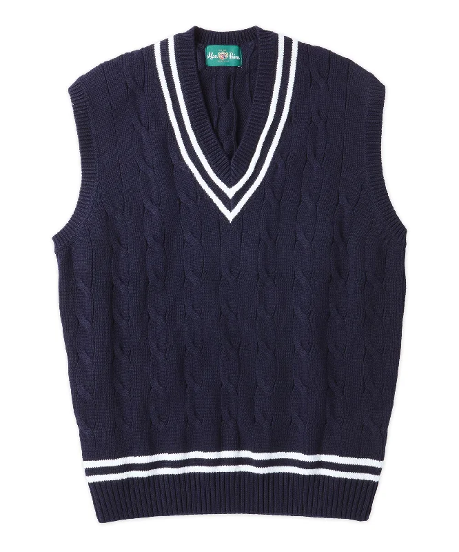 Men's Sequined Trimmed Sweater in Gold for a Glamorous New Year's PartyAlan Paine Chandury Cotton Cable Tennis Vest Men's Sequined Trimmed Sweater in Gold for a Glamorous New Year's PartyAlan Paine Chandury Cotton Cable Tennis Vest